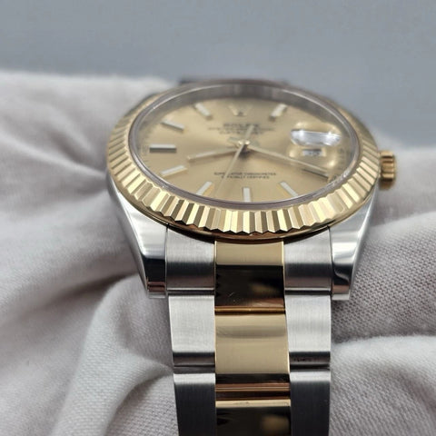 2017 PAPERS Rolex Datejust 41mm Champagne Dial Oyster 18K Gold Steel 126333 BOX