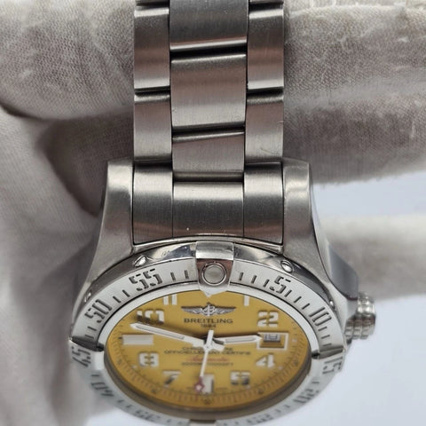 2017 PAPERS Breitling Avenger II Seawolf A173311 Yellow Dial 44mm Watch BOX