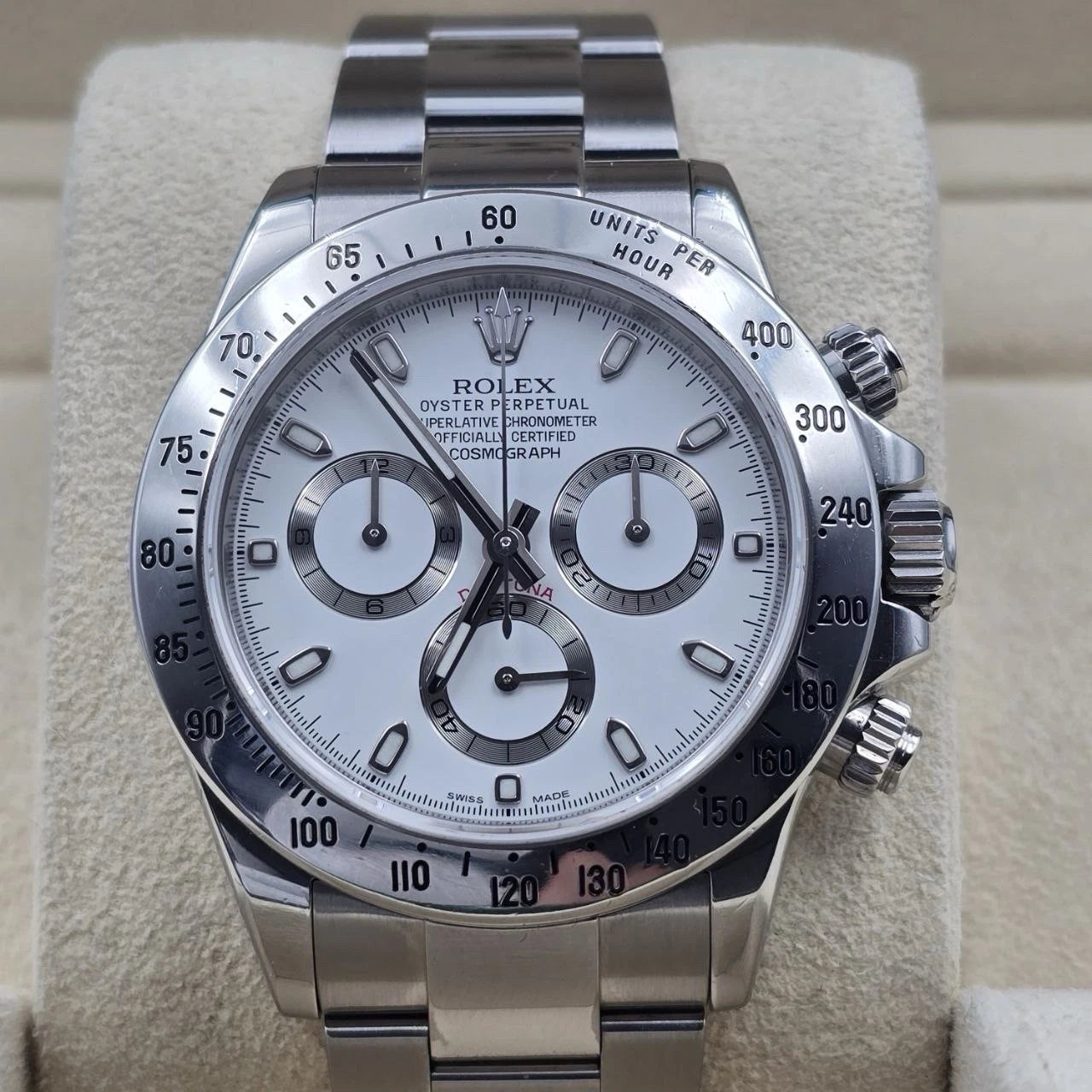 Rolex Cosmograph Daytona 116520 White APH Fat Buckle Steel 40mm Watch