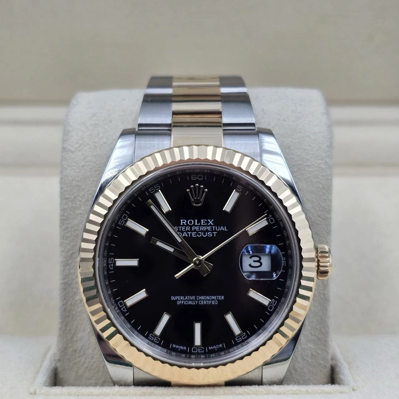 2017 PAPERS Rolex Datejust 41mm Two Tone Steel Black Dial Oyster 126333 BOX