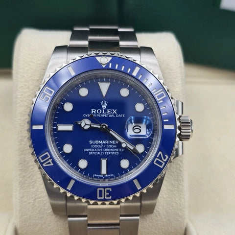 2020 PAPERS Rolex Submariner Date Smurf Blue Dial White Gold 40mm 116619LB BOX