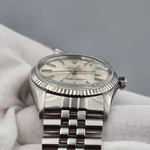 Rolex Datejust 36mm Oyster Perpetual 18k White Gold Steel Silver Dial 16014