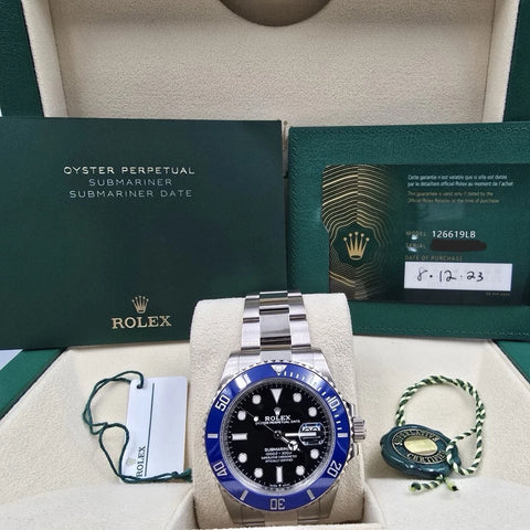 2023 PAPERS Rolex Submariner Blue Cookie Monster Gold 41mm Watch BOX 126619LB