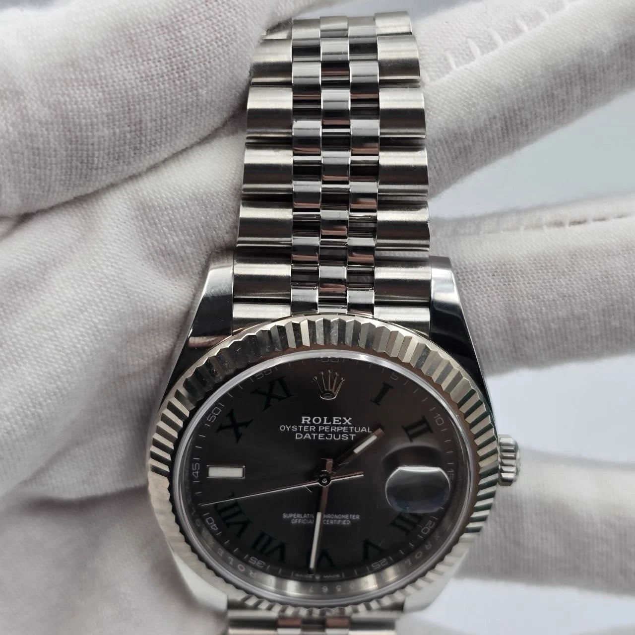 2023 PAPERS Rolex Datejust 41mm Steel Jubilee Gray Wimbledon Dial 126334 BOX