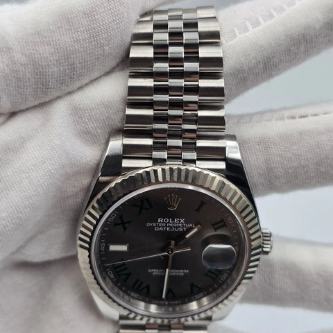 2023 PAPERS Rolex Datejust 41mm Steel Jubilee Gray Wimbledon Dial 126334 BOX