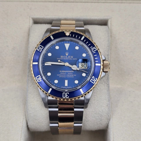 2023 RSC Rolex Submariner Date 18K Gold Blue Stainless Steel 40mm Watch 16803