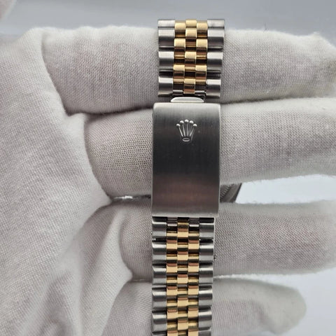 PAPERS Rolex Datejust 36mm FACTORY BLACK Dial 18K Yellow Gold Jubilee 16233