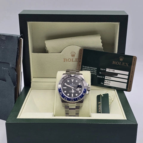 2015 PAPERS Rolex GMT Master II 116710BLNR Steel Ceramic Batman Watch BOX