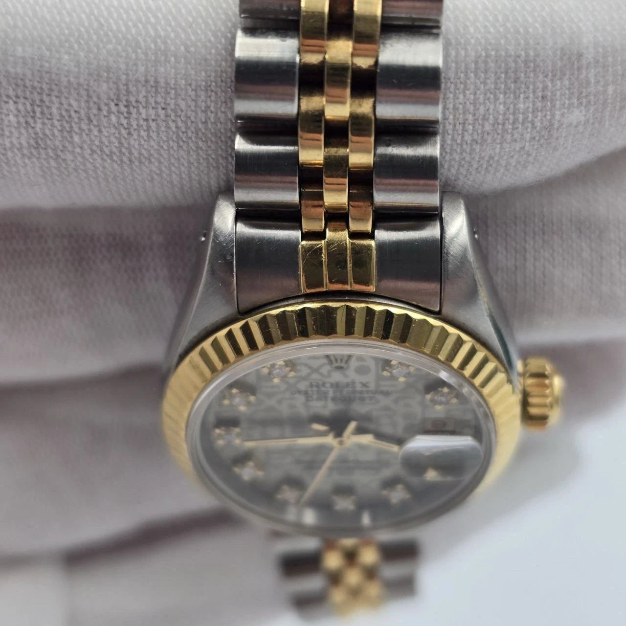 Rolex Datejust 69173 Fluted TT Jubilee Grey Computer Diamond Dial 26mm Watch