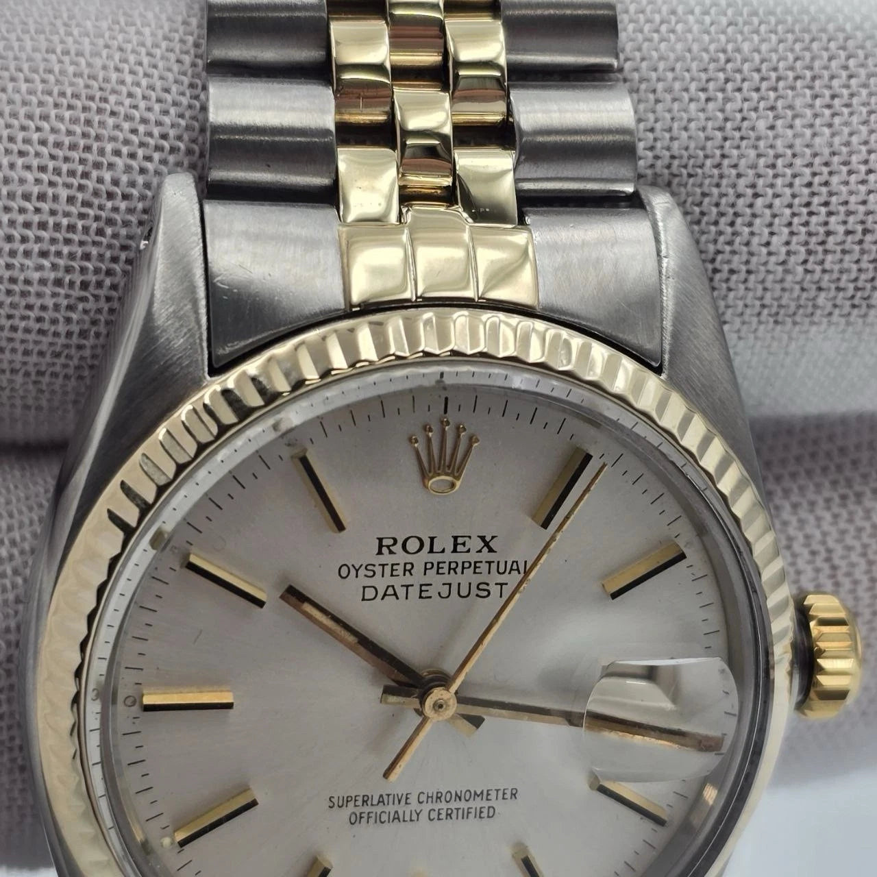 Rolex Datejust Silver Dial Two-Tone Yellow Gold Jubilee 16013 36mm Watch