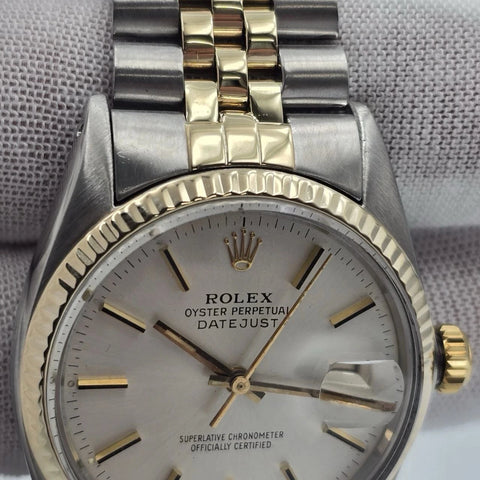 Rolex Datejust Silver Dial Two-Tone Yellow Gold Jubilee 16013 36mm Watch