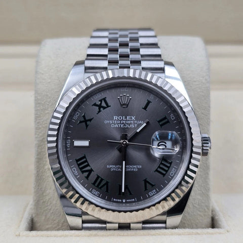 2023 PAPERS Rolex Datejust 41mm Steel Jubilee Gray Wimbledon Dial 126334 BOX
