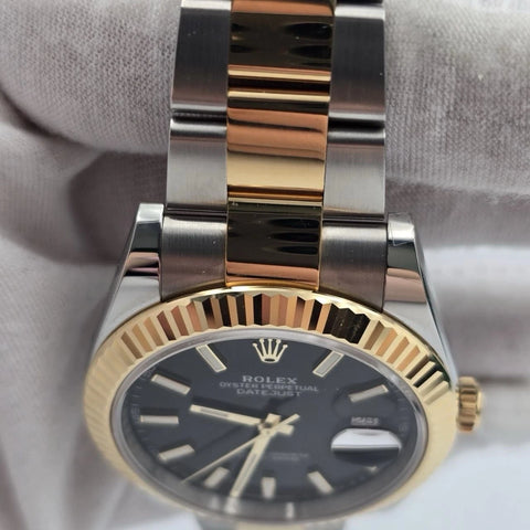 PAPERS 2023 Rolex Datejust 41mm 18K Two Tone Black Dial Oyster 126333 BOX