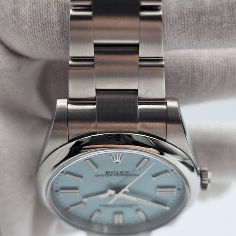 2022 PAPERS Rolex Oyster Perpetual 41mm Turquoise Tiffany Blue Steel 124300 BOX