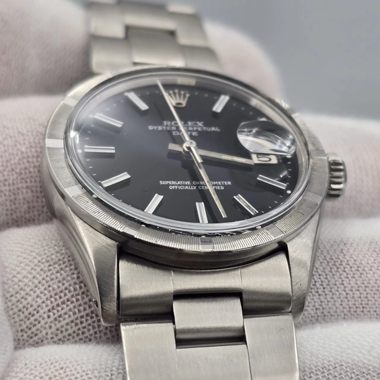 Rolex Oyster Perpetual Date Black Dial Stainless Steel 1501 34mm Watch