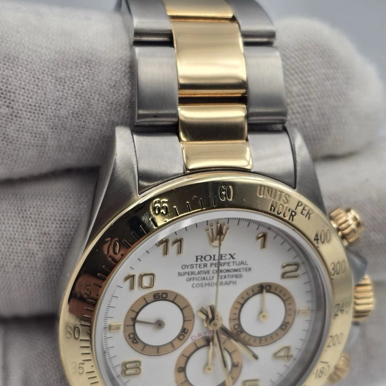 Rolex Daytona 16523 Zenith White Dial Yellow Gold Two Tone 40mm Watch