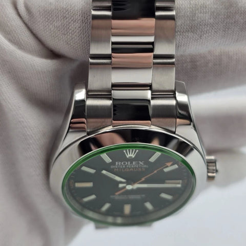 PAPERS 2020 Rolex Milgauss 40mm Steel Black Dial Green Crystal 116400GV BOX