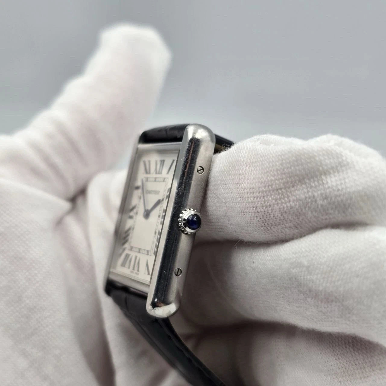 PAPERS Cartier Tank Solo Stainless Steel Silver W1018355 Roman Leather 27mm