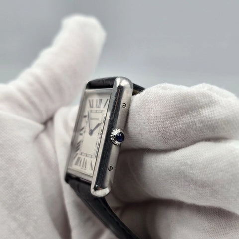 PAPERS Cartier Tank Solo Stainless Steel Silver W1018355 Roman Leather 27mm