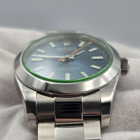 PAPERS 2017 Rolex Milgauss 40mm Steel Blue Dial Green Crystal 116400GV BOX
