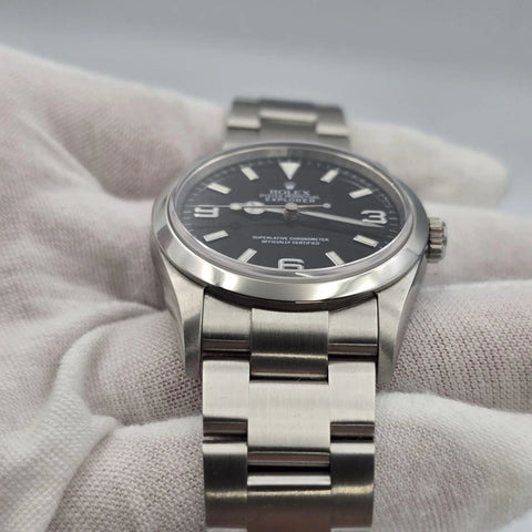 2009 Rolex Explorer l 114270 Engraved 36mm Steel Black Dial Watch