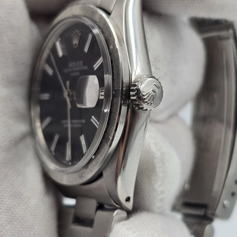 Rolex Oyster Perpetual Date Black Dial Stainless Steel 1501 34mm Watch