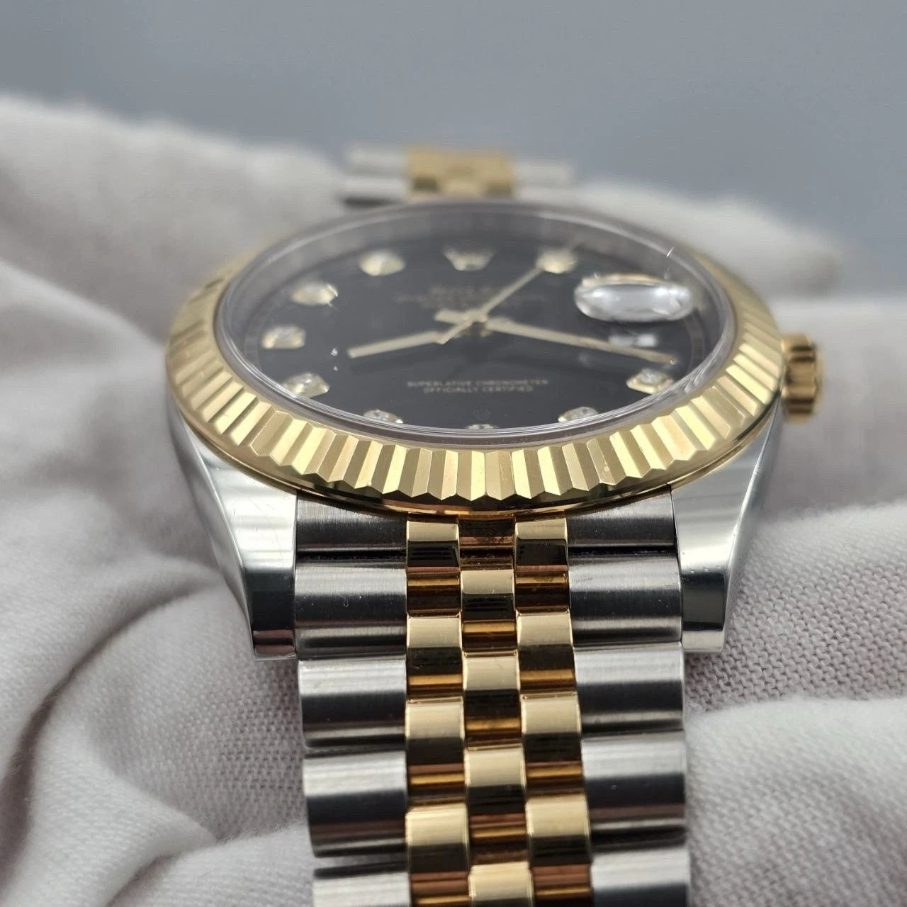 2019 PAPERS Rolex Datejust 41mm 126333 Two Tone Jubilee Black Diamond Dial BOX