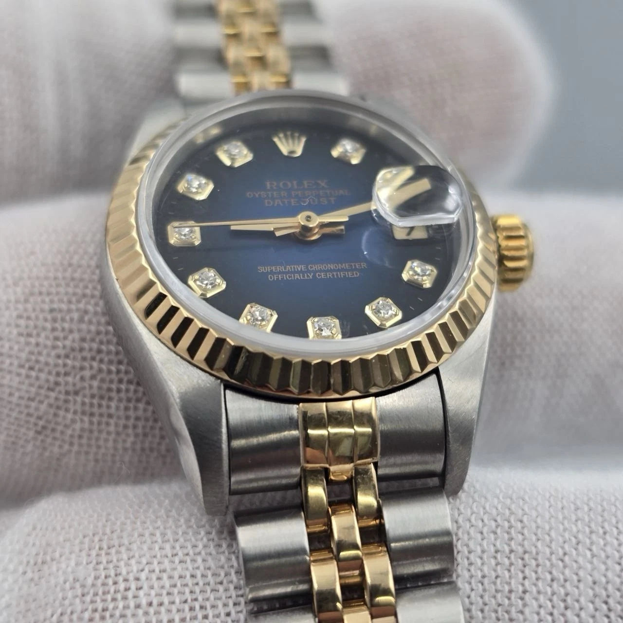PAPERS Rolex Lady Datejust 69173 Blue Diamond Vignette Dial TT Jubilee 26mm