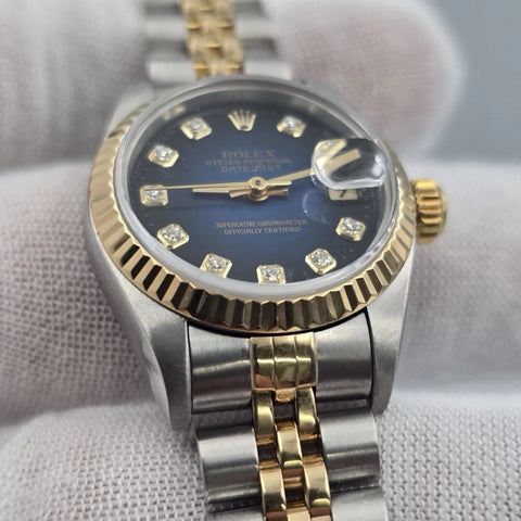 PAPERS Rolex Lady Datejust 69173 Blue Diamond Vignette Dial TT Jubilee 26mm