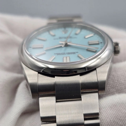 2022 PAPERS Rolex Oyster Perpetual 41mm Turquoise Tiffany Blue Steel 124300 BOX