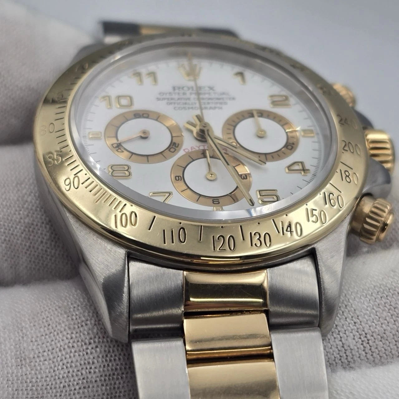 Rolex Daytona 16523 Zenith White Dial Yellow Gold Two Tone 40mm Watch