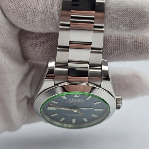PAPERS 2021 Rolex Milgauss 40mm Steel Blue Dial Green Crystal 116400GV BOX