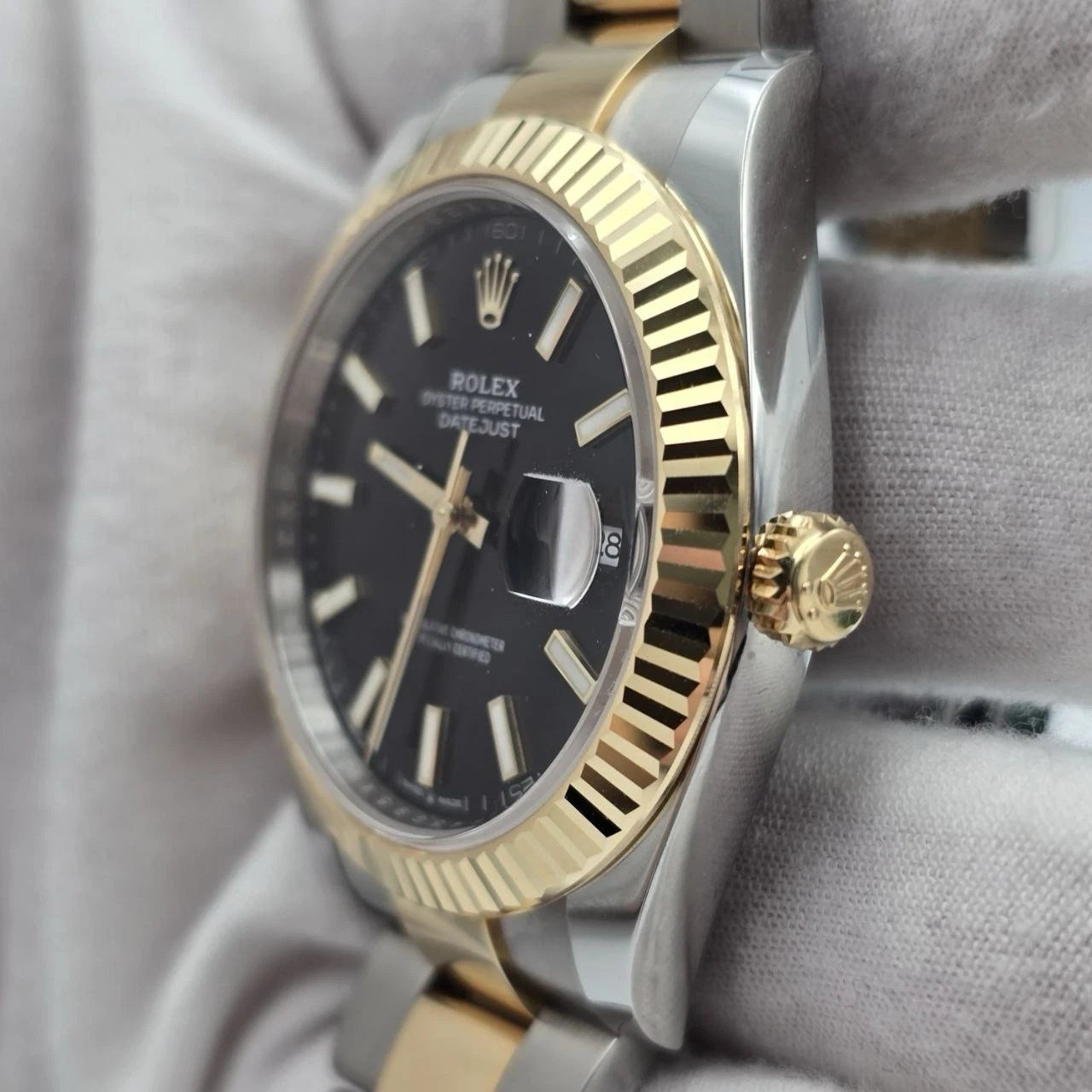 PAPERS 2023 Rolex Datejust 41mm 18K Two Tone Black Dial Oyster 126333 BOX