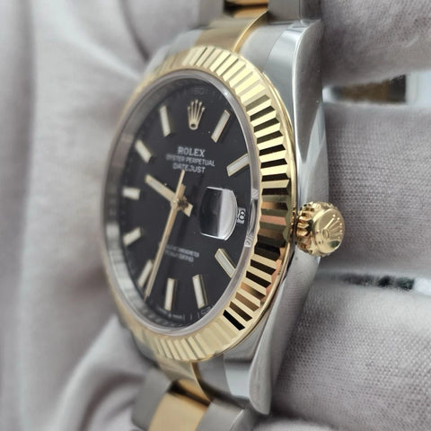 PAPERS 2023 Rolex Datejust 41mm 18K Two Tone Black Dial Oyster 126333 BOX