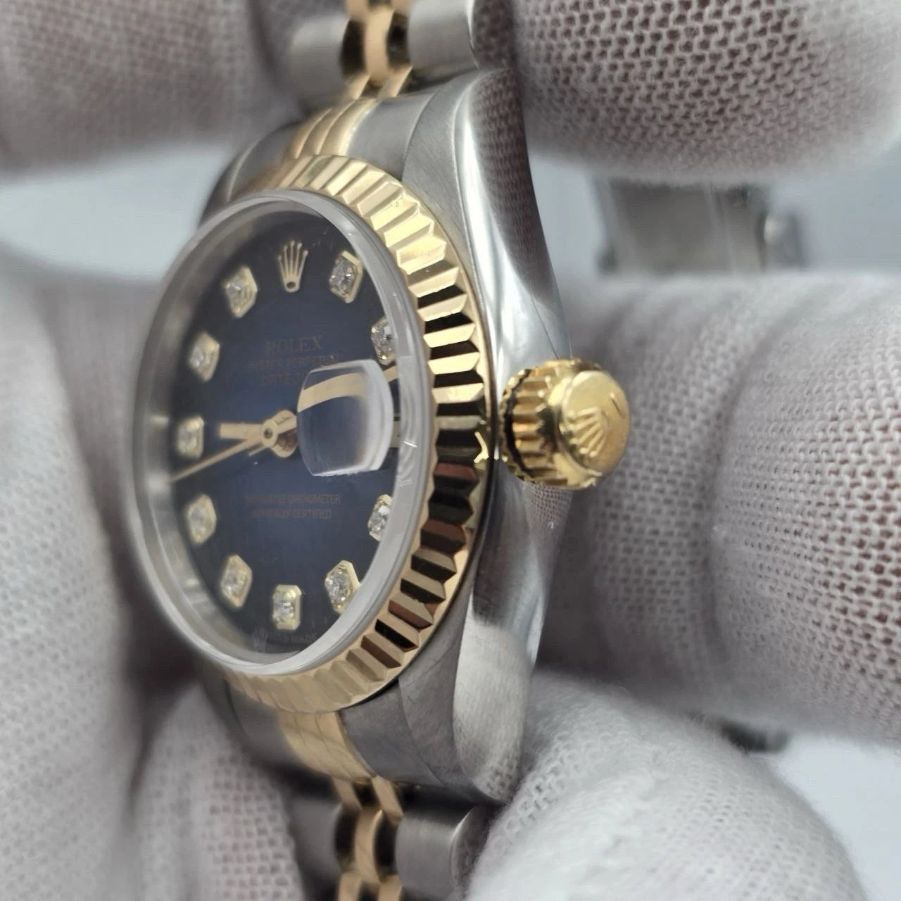 PAPERS Rolex Lady Datejust 69173 Blue Diamond Vignette Dial TT Jubilee 26mm