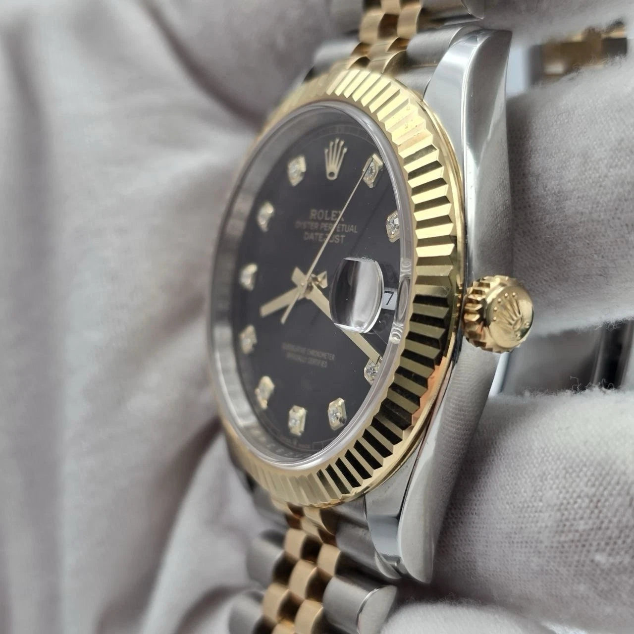 2019 PAPERS Rolex Datejust 41mm 126333 Two Tone Jubilee Black Diamond Dial BOX