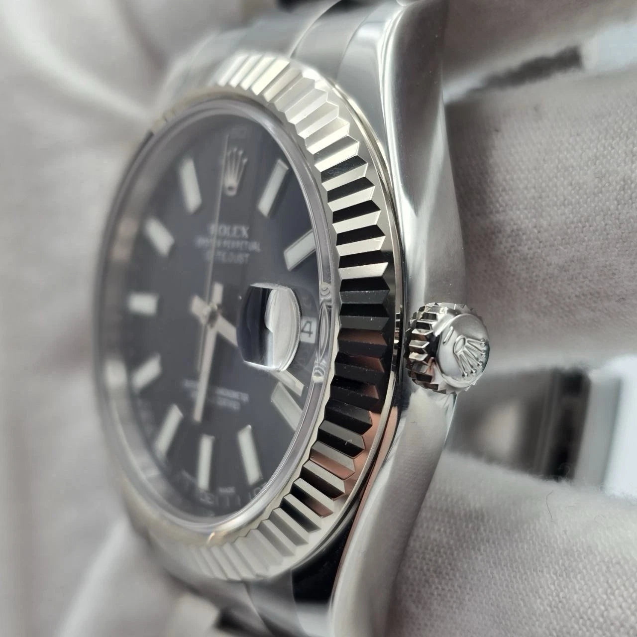 2014 PAPERS Rolex Datejust II 116334 Steel 18k White Gold Blue Dial 41mm Watch