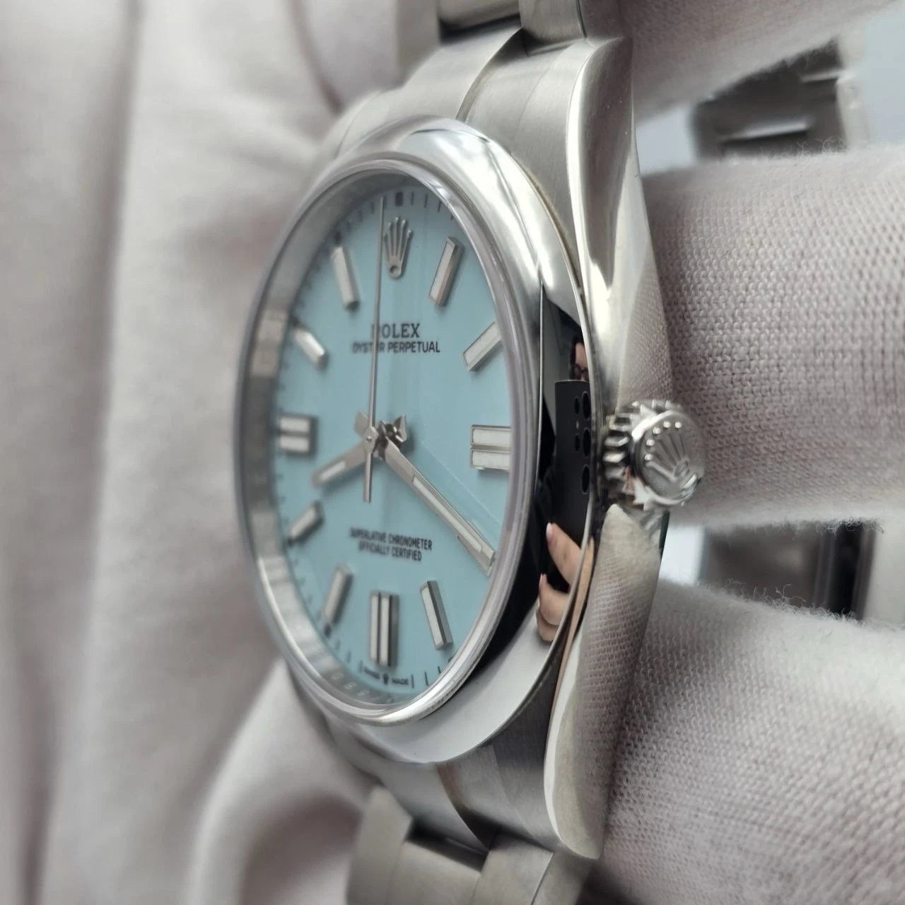 2022 PAPERS Rolex Oyster Perpetual 41mm Turquoise Tiffany Blue Steel 124300 BOX