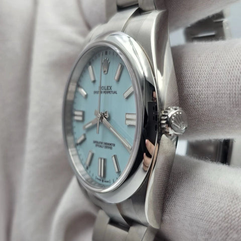 2022 PAPERS Rolex Oyster Perpetual 41mm Turquoise Tiffany Blue Steel 124300 BOX