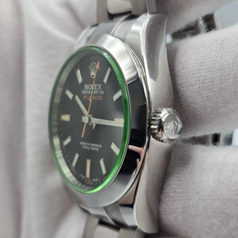 PAPERS 2020 Rolex Milgauss 40mm Steel Black Dial Green Crystal 116400GV BOX