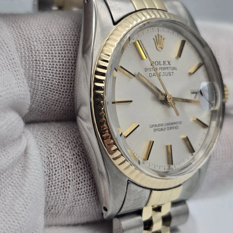 Rolex Datejust Silver Dial Two-Tone Yellow Gold Jubilee 16013 36mm Watch