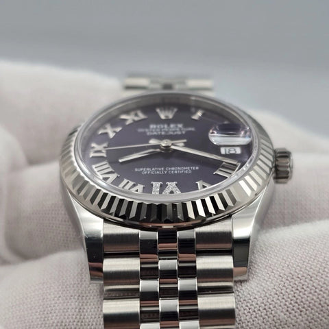 NEW 2026 Rolex Datejust 31mm Purple Roman Diamond 6 Dial Steel Jubilee 278274