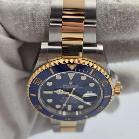 2021 PAPERS Rolex Submariner Blue Dial Two Tone Gold 41mm Watch 126613LB BOX