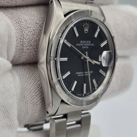 Rolex Oyster Perpetual Date Black Dial Stainless Steel 1501 34mm Watch