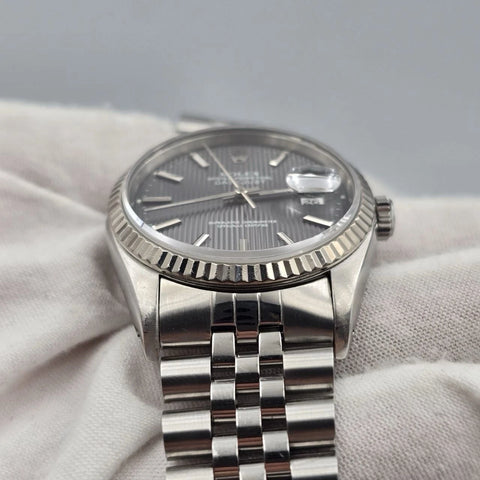 Rolex Datejust Factory Grey Tapestry Dial Steel Jubilee 16234 36mm Watch
