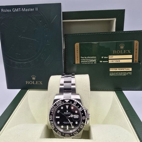 2012 PAPERS Rolex GMT Master II 116710LN Steel Ceramic "Green Arrow" 40mm BOX