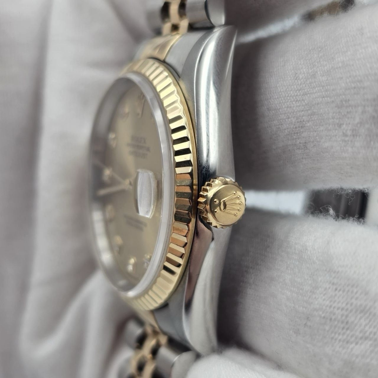 PAPERS Rolex Datejust 36mm Champagne Diamond Dial Two Tone Jubilee 16233 BOX