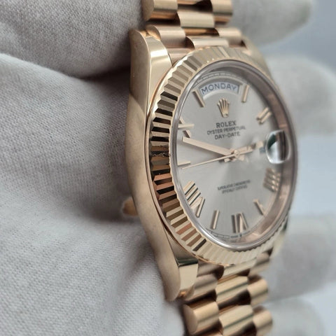 2023 PAPERS Rolex Day-Date 40 228235 President Rose Gold Sundust Roman Dial BOX