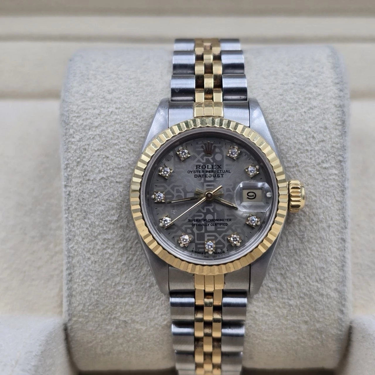 Rolex Datejust 69173 Fluted TT Jubilee Grey Computer Diamond Dial 26mm Watch