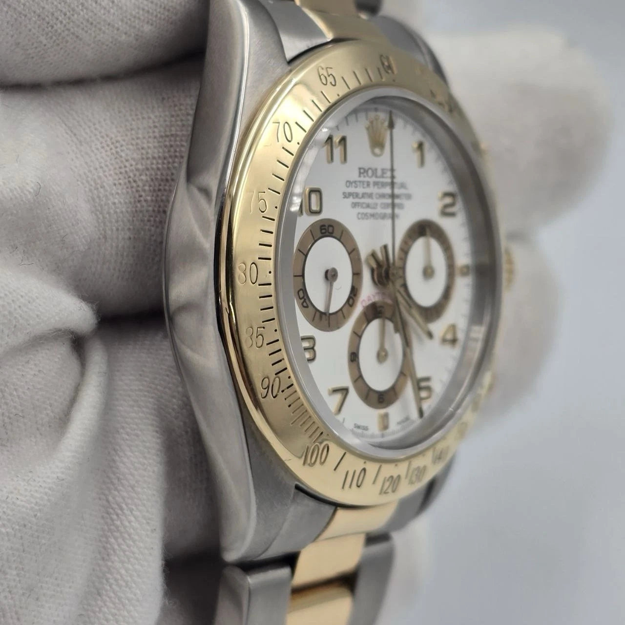 Rolex Daytona 16523 Zenith White Dial Yellow Gold Two Tone 40mm Watch